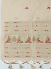 Embroidered Chanderi Unstitched Suit With Pant & Dupatta