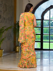 Floral Print Georgette Pre Draped Saree