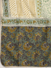 Printed Cotton Blend Unstitched Suit With Dupatta