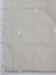 Neck Embroidered Cotton Blend Unstitched Suit With Dupatta