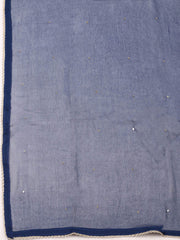 Woven Design Chanderi Navy Blue Unstitched Suit With Pant & Dupatta