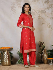 Banarasi Weave Tissue Kurta With Pants & Dupatta