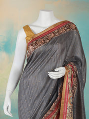 Printed Art Silk Grey Saree
