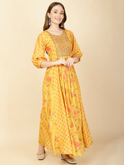 Mirror Neck Embroidery Muslin Kurta