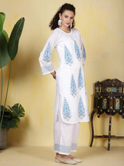 Printed Cotton Blend Kurta With Pants