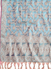 Woven Banarasi Chanderi Unstitched Suit With Dupatta