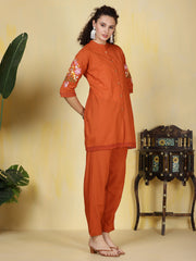 Printed Cotton Blend Kurta With Pants