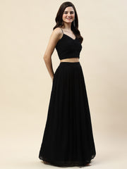 Resham Jaal Embroidery Georgette Choli Jacket With Lehenga & Dupatta