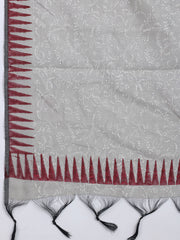 Patch Neck Cotton Blend Unstitched Suit With Dupatta