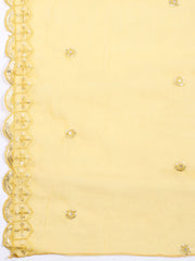 Neck Embroidered Chanderi Unstitched Suit With Dupatta