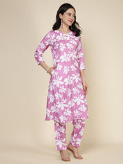 Printed Cotton Blend Kurta With Pants