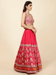 Embroidered Banarsi Choli With Lehenga & Dupatta