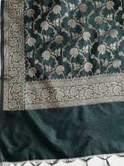 Woven Banarasi Chanderi Unstitched Suit With Dupatta