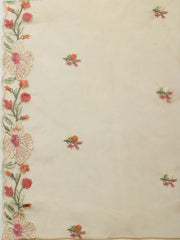 Embroidered Chanderi Unstitched Suit With Pant & Dupatta