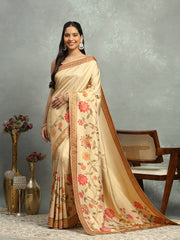 Floral Printed Woven Design Dola Silk Saree