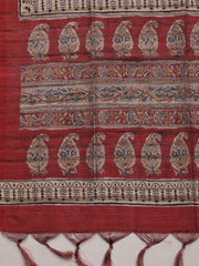 Embroidered Art Silk Unstitched Suit With Dupatta