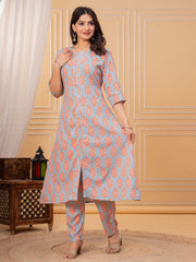 Printed Cotton Blend Kurta With Pant