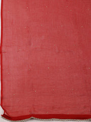 Woven Design Chanderi Maroon Unstitched Suit With Pant & Dupatta