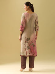 Neck Embroidery Tissue Kurta With Pants & Dupatta