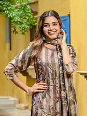 Embroidered Tissue Kurta With Pant & Dupatta