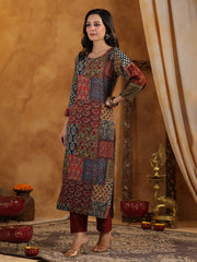 Printed Cotton Blend Kurta With Pants