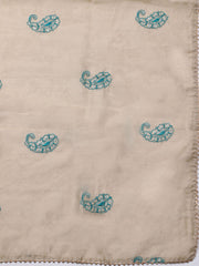 Embroidered Cotton Unstitched Suit With Pant & Dupatta