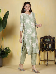 Plain Cotton Blend Kurta With Pants