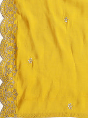 Neck Embroidered Chanderi Unstitched Suit With Dupatta