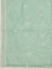 Embroidered Chanderi Unstitched Suit With Pant & Dupatta