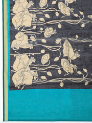 Printed Chanderi Unstitched Suit With Pant & Dupatta