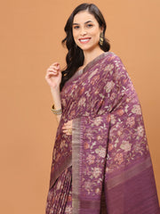 Digital Floral Printed Tussar Saree