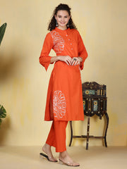 Printed Cotton Blend Kurta With Pants