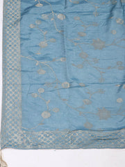 Embroidered Chanderi Unstitched Suit With Pant & Dupatta