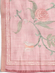 Neck Embroidered Chanderi Unstitched Suit With Dupatta