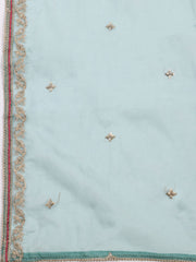 Neck Embroidered Chanderi Unstitched Suit With Dupatta