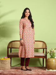 Floral Printed Cotton Blend Kurta