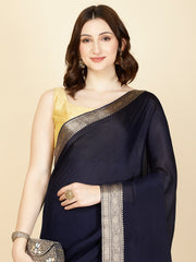 Plain Zari Border Crepe Saree