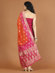 Neck Embroidered Chanderi Unstitched Suit Piece With Dupatta