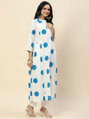 Printed Booti Cotton Kurta With Pants & Dupatta