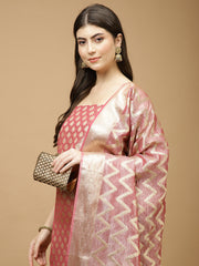 Woven Chanderi Unstitched Suit Piece With Dupatta
