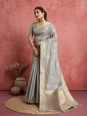 Woven Border Booti Art Silk Saree
