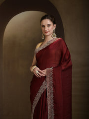 Stone Border Embellished Organza Saree