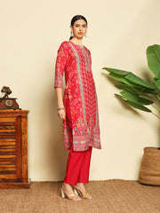 Printed Muslin Suit With Pant & Dupatta
