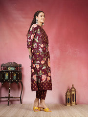 Printed Cotton Blend Kurta With Pant & Dupatta