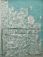 Embroidered Chanderi Unstitched Suit With Pant & Dupatta
