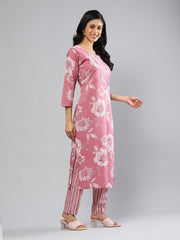Printed Cotton Blend Kurta With Pants & Dupatta