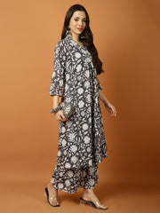 Printed Cotton Blend Kurta With Palazzo