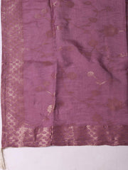 Embroidered Chanderi Lavender Unstitched Suit With Pant & Dupatta