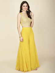 Zari Embroidered Georgette Crop Top With Sharara & Cape