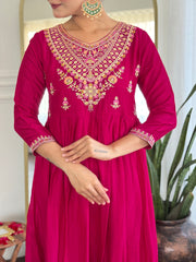 Embroidery Art Silk Kurta With Pants & Dupatta